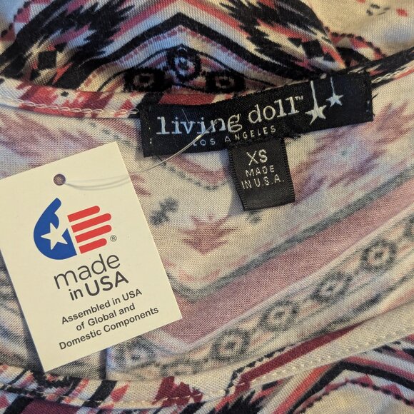 NWT Living doll tee shirt multicolored geometric print - XS - Picture 6 of 6